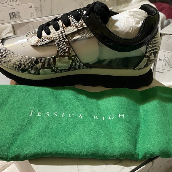 Jessica Rich Transparent Snakeskin Sneakers - Picture 1 of 3